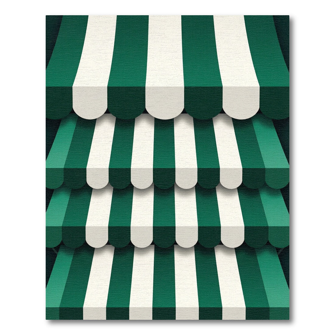 Forest Green Stripe Awning Layered Rug