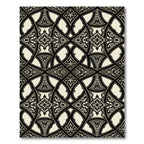 Ornate Monochrome Damask Lattice Scroll Rug