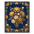 Gold Lotus Botanical Navy Accent Rug