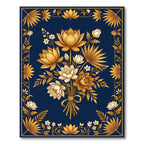 Gold Lotus Botanical Navy Accent Rug