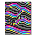 Vibrant Iridescent Wavy Rainbow Stripe Abstract Rug