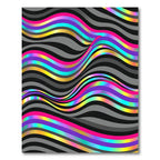 Vibrant Iridescent Wavy Rainbow Stripe Abstract Rug