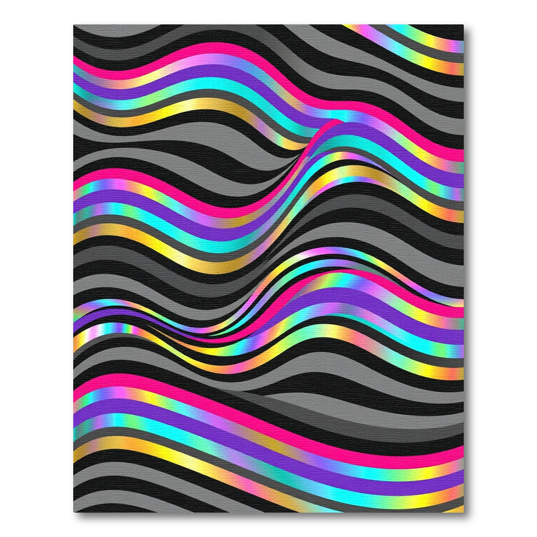 Vibrant Iridescent Wavy Rainbow Stripe Abstract Rug