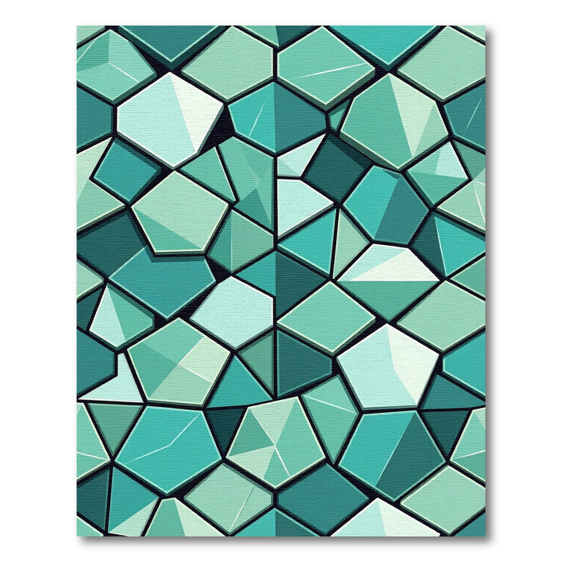 Aqua Faceted Geometric Tessellations Rug