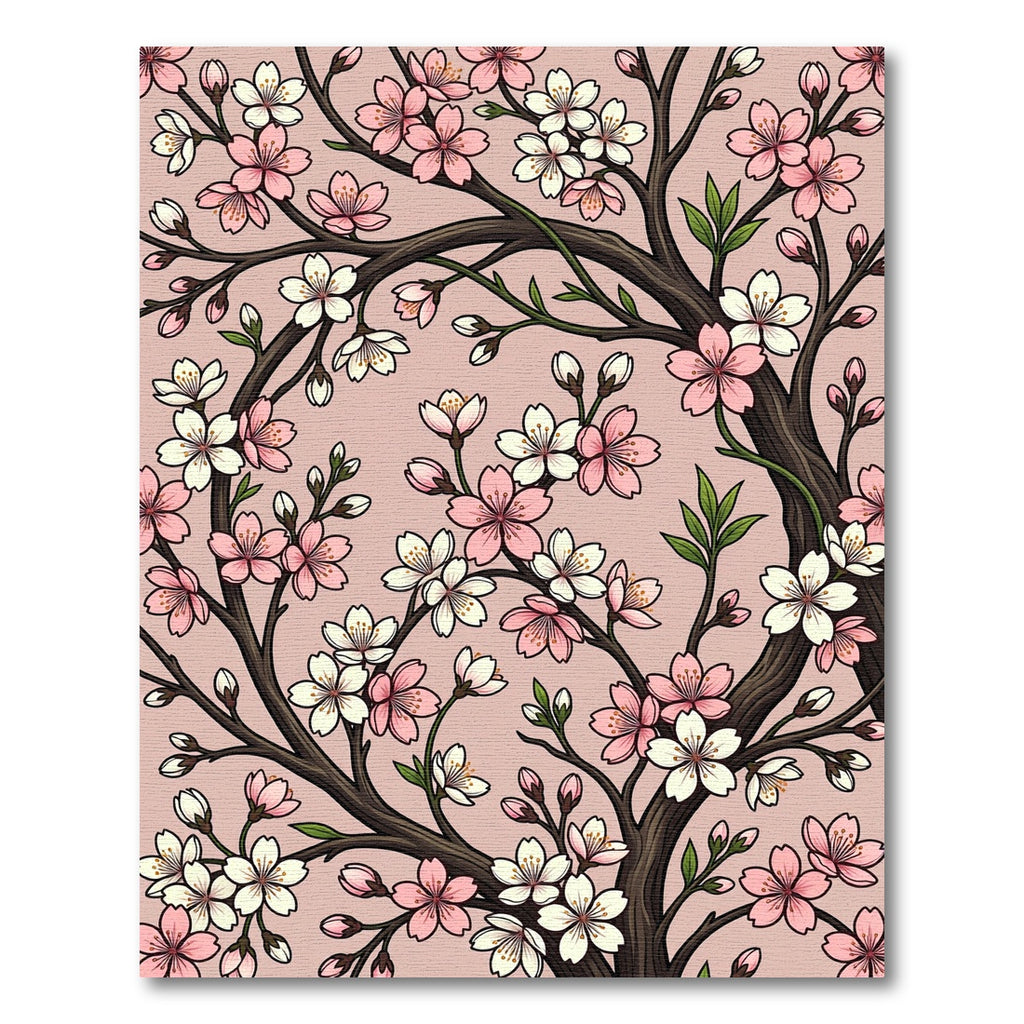 Blossoming Pink White Cherry Tree Branches Rug
