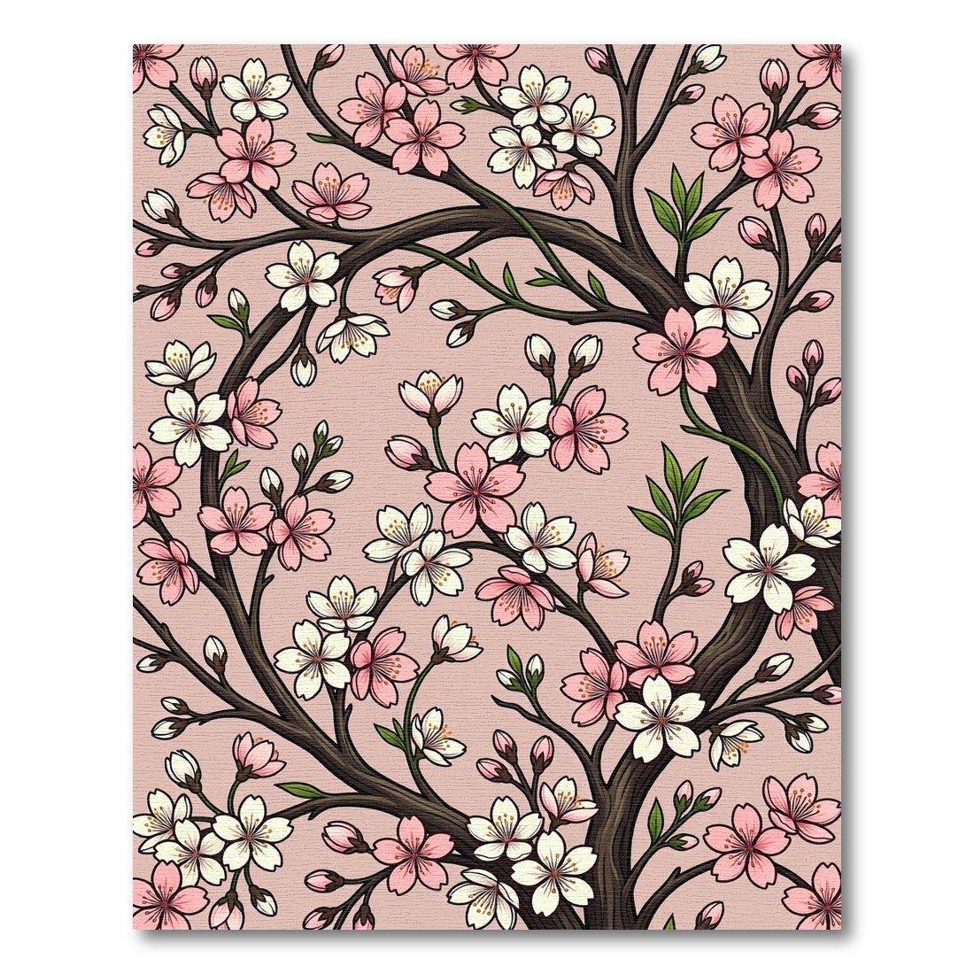 Blossoming Pink White Cherry Tree Branches Rug