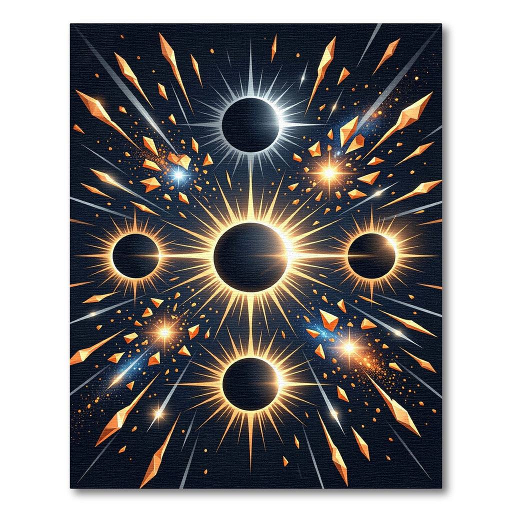 Radiant Golden Solar Eclipse Geometric Rug