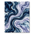 Fluid Navy and Lavender Abstract Wave Rug