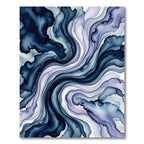 Fluid Navy and Lavender Abstract Wave Rug
