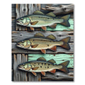 Rustic Three Fish Wood Plank Art Rug