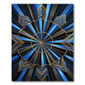 Art Deco Royal Blue Golden Sunburst Rug