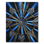 Art Deco Royal Blue Golden Sunburst Rug