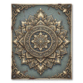 Ornate Gold Teal Mandala Art Rug