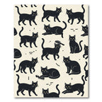 Whimsical Black Cat Minimalist Illustration Rug