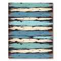 Distressed Blue and Cream Plank Stripe Rug