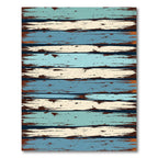 Distressed Blue and Cream Plank Stripe Rug