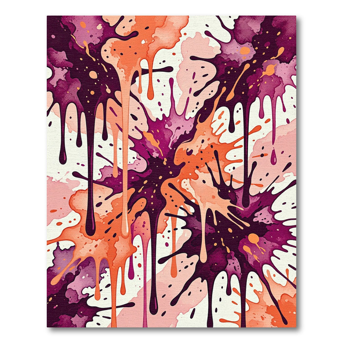 Vibrant Pink Orange Splatter Drips Rug