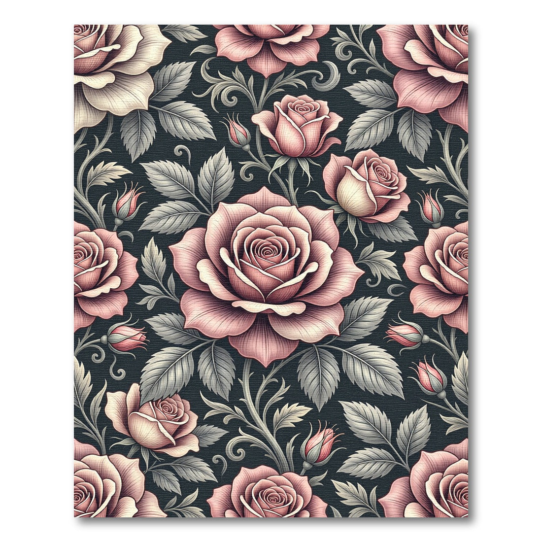 Elegant Blush Rose Floral Bouquet Rug