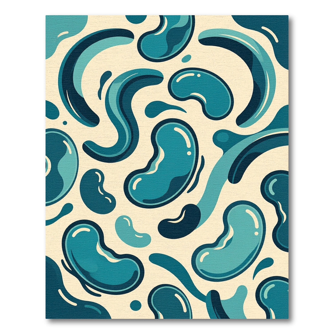 Aqua Blue Bean Fluid Shapes Rug