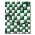 Green White Checkered 3D Squares Harmony Rug
