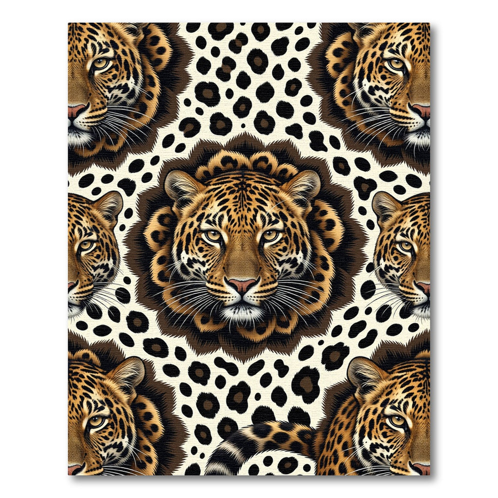 Bold Leopard Spots Face Collage Rug