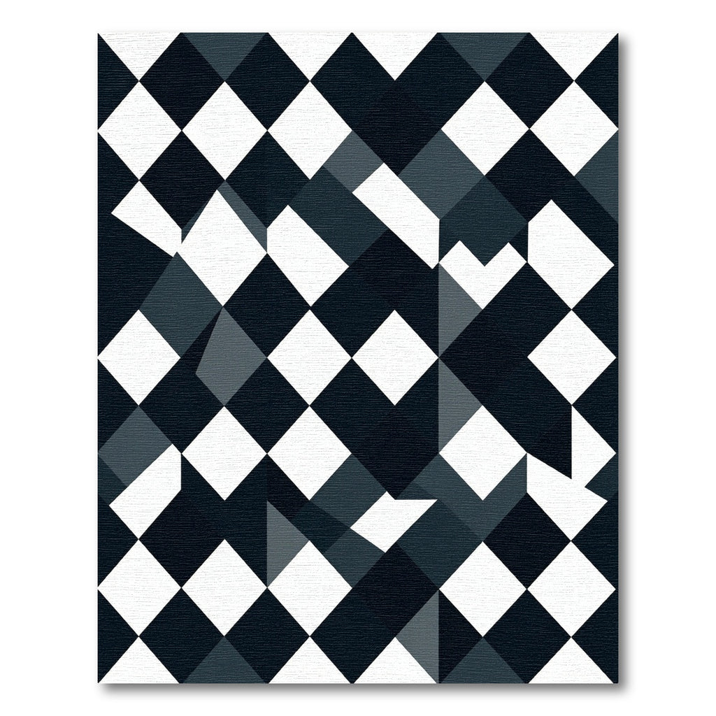 Monochromatic Geometric Black White Diamond Rug