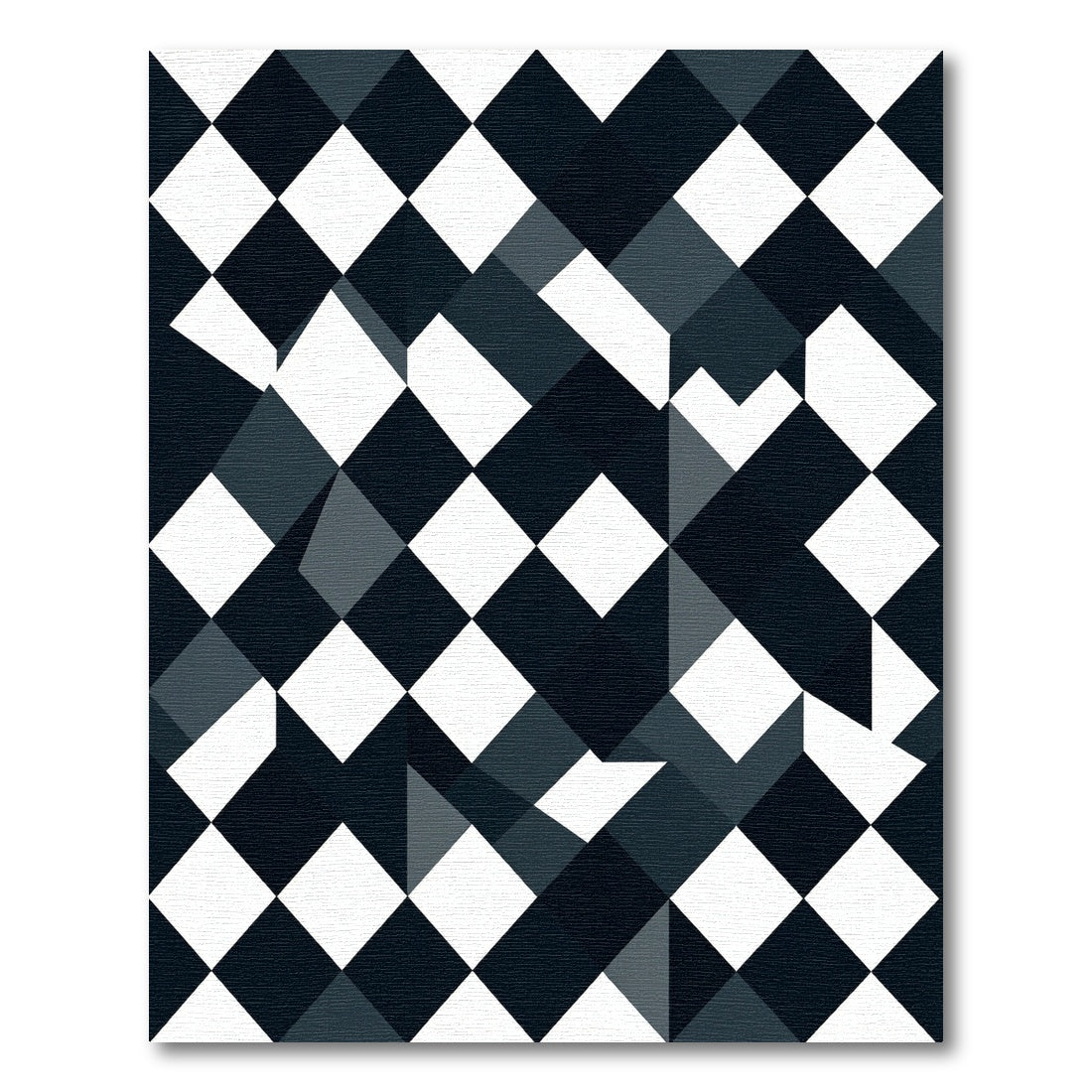 Monochromatic Geometric Black White Diamond Rug