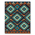 Teal Orange Diamond Tribal Geometric Rug