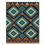 Teal Orange Diamond Tribal Geometric Rug
