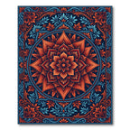 Abstract Mandala Bloom With Foliage Rug