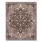 Vintage Beige Acanthus Scroll Medallion Rug