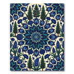 Deep Blue Floral Intricate Mandalas Rug