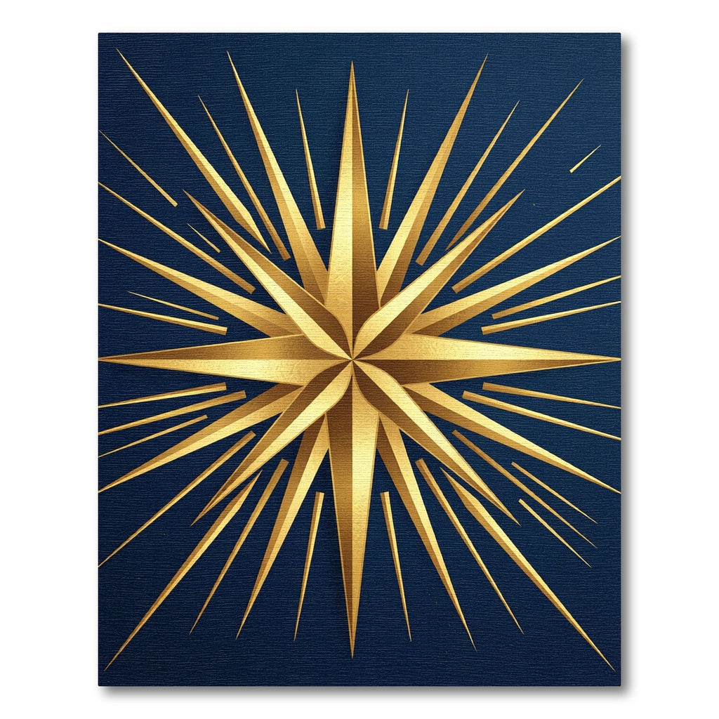 Minimalist Golden Starburst Navy Rug