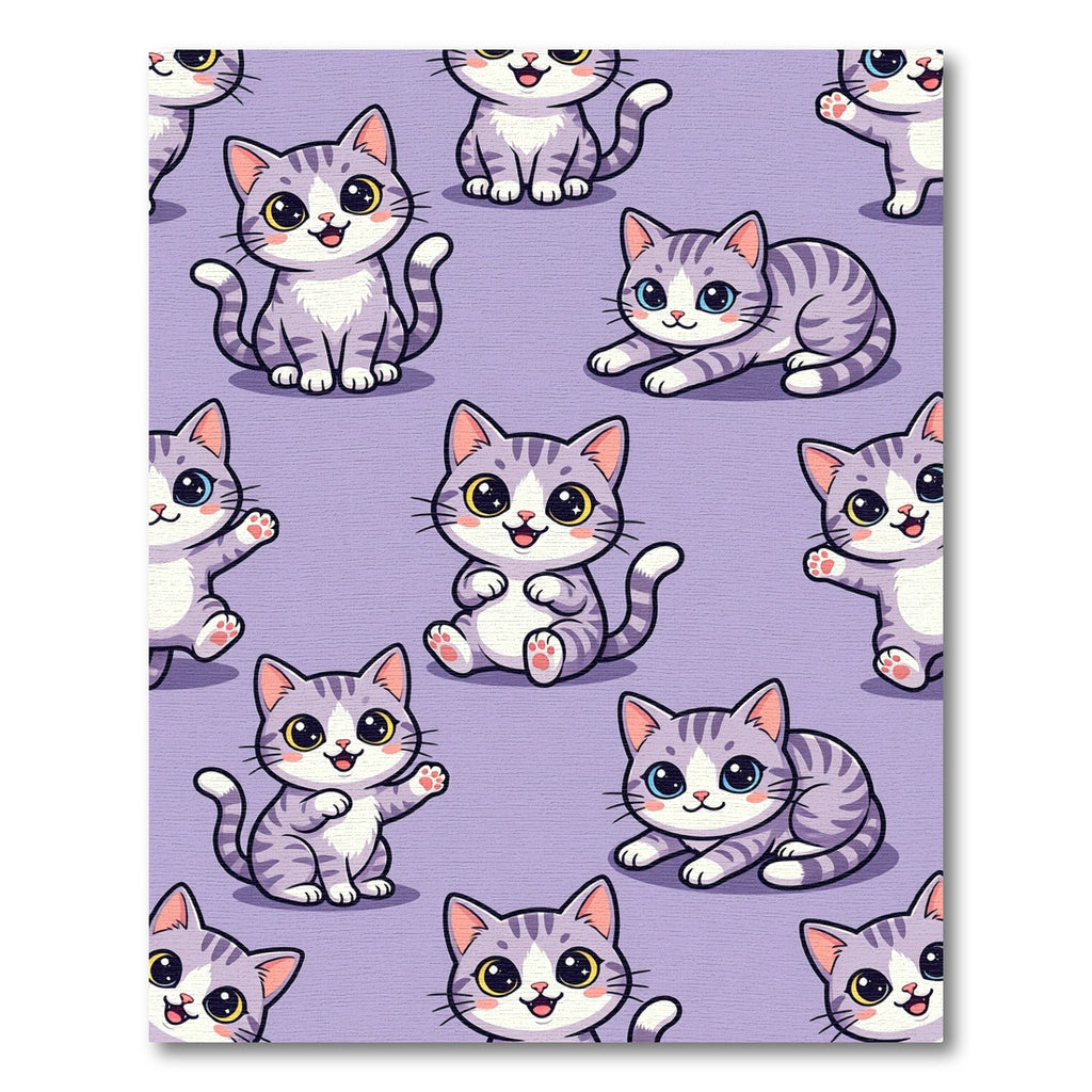 Playful Gray Tabby Kitten Collage Rug