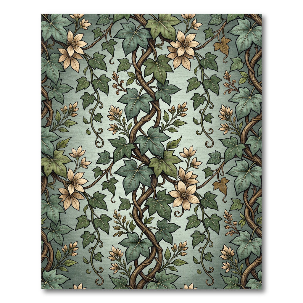 Sage Green Ivy and Blossom Vine Rug