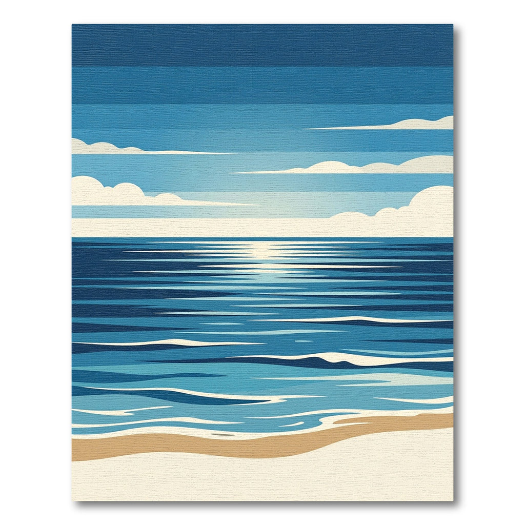 Minimalist Blue Ocean Horizon Coastal Area Rug