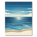 Minimalist Blue Ocean Horizon Coastal Area Rug