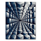 Monochromatic Infinity Geometric Cube Illusion Rug