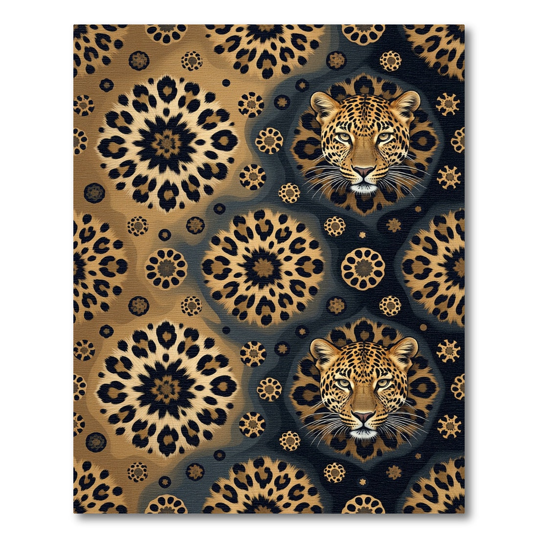 Golden Leopard Medallion Sun Rug