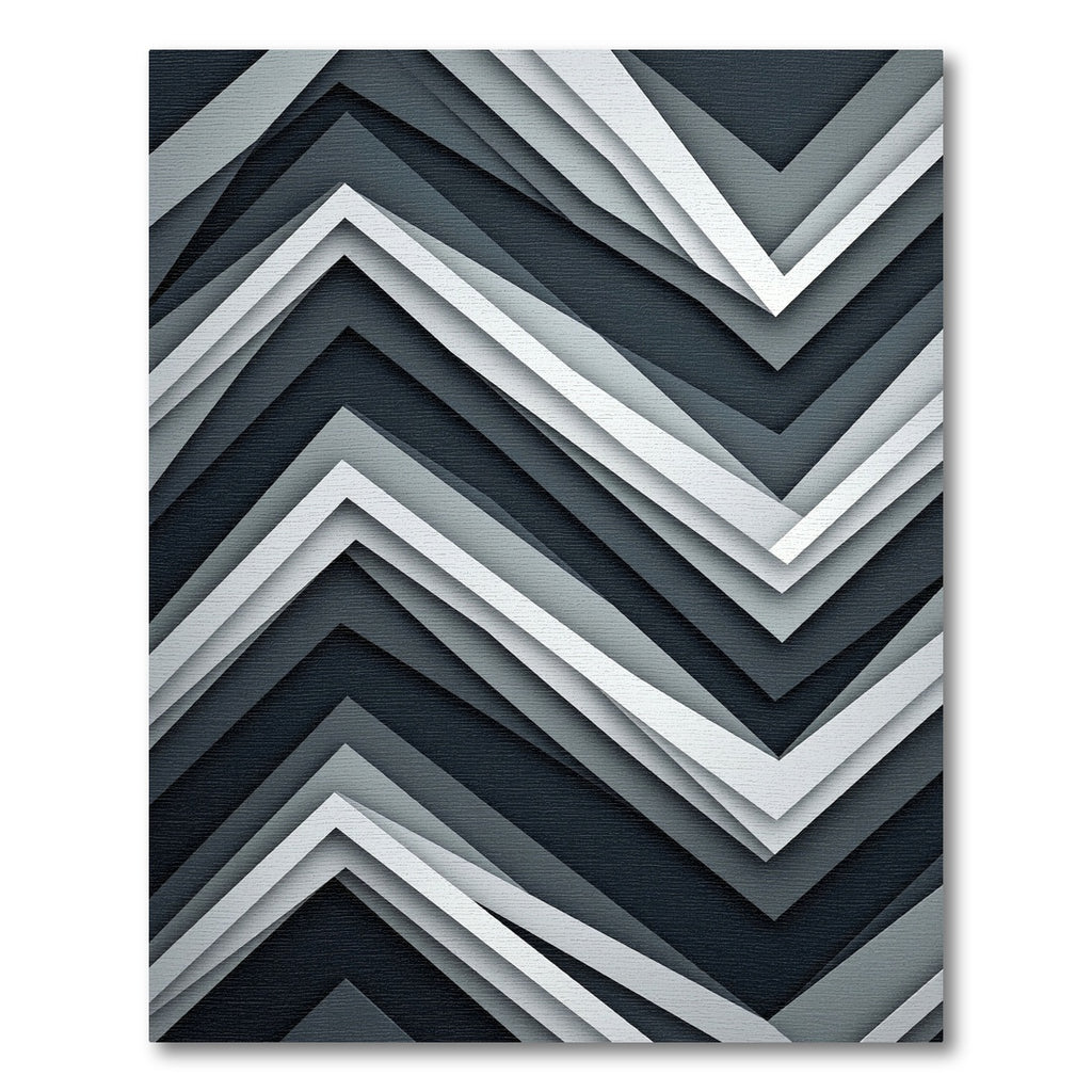 Modern Monochrome Zigzag Geometric Layered Rug