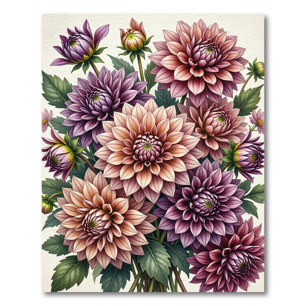 Vintage Botanical Dahlia Floral Bouquet Rug