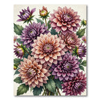 Vintage Botanical Dahlia Floral Bouquet Rug