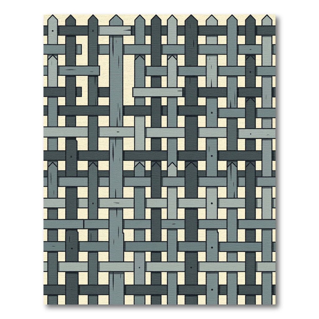 Gray Woven Wood Fence Pattern Rug