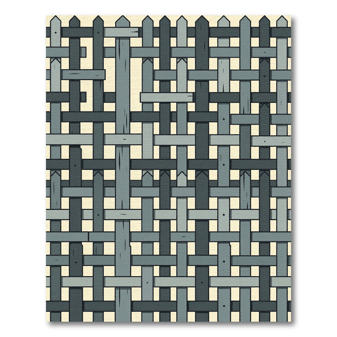 Gray Woven Wood Fence Pattern Rug