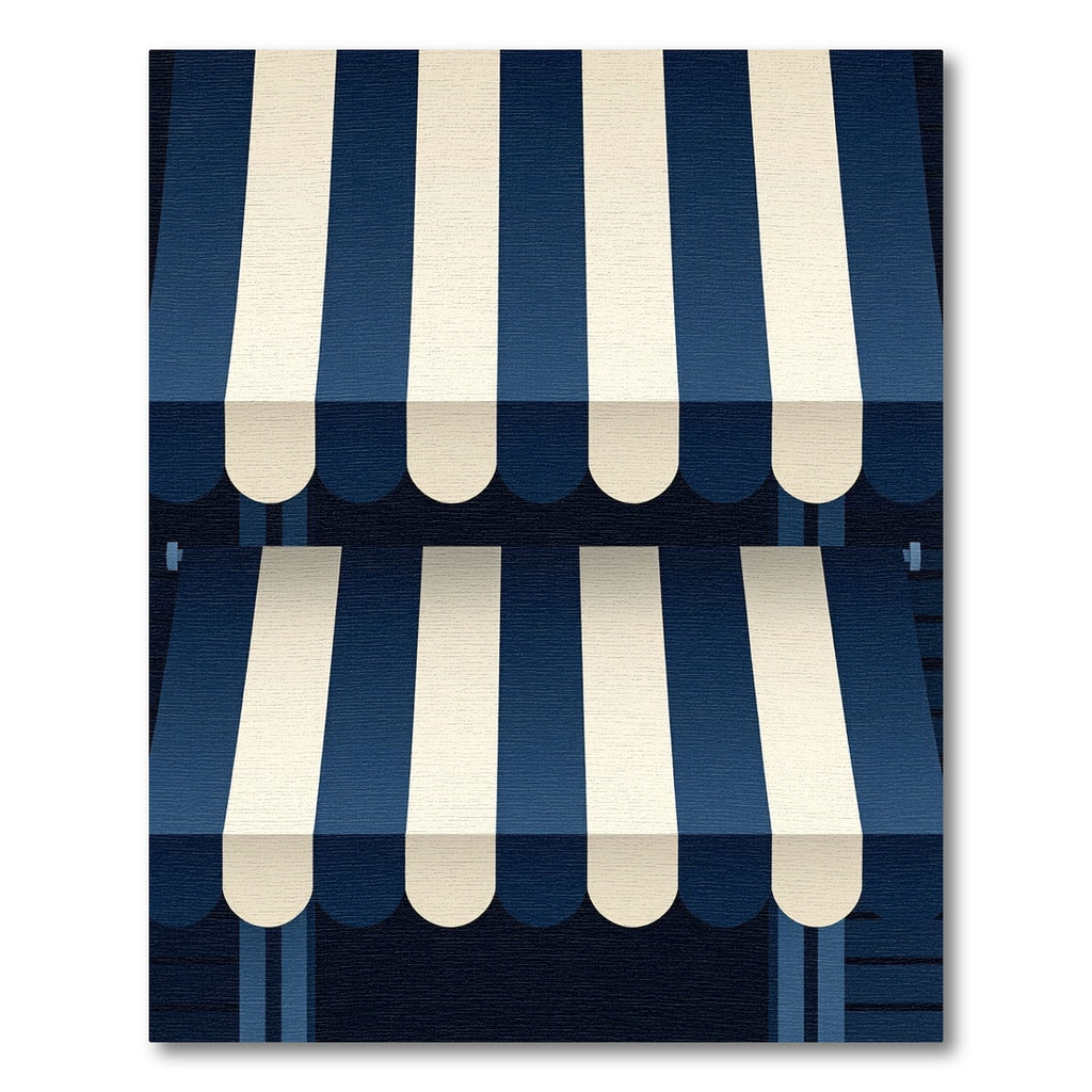 Navy and Cream Vertical Striped Awning Rug