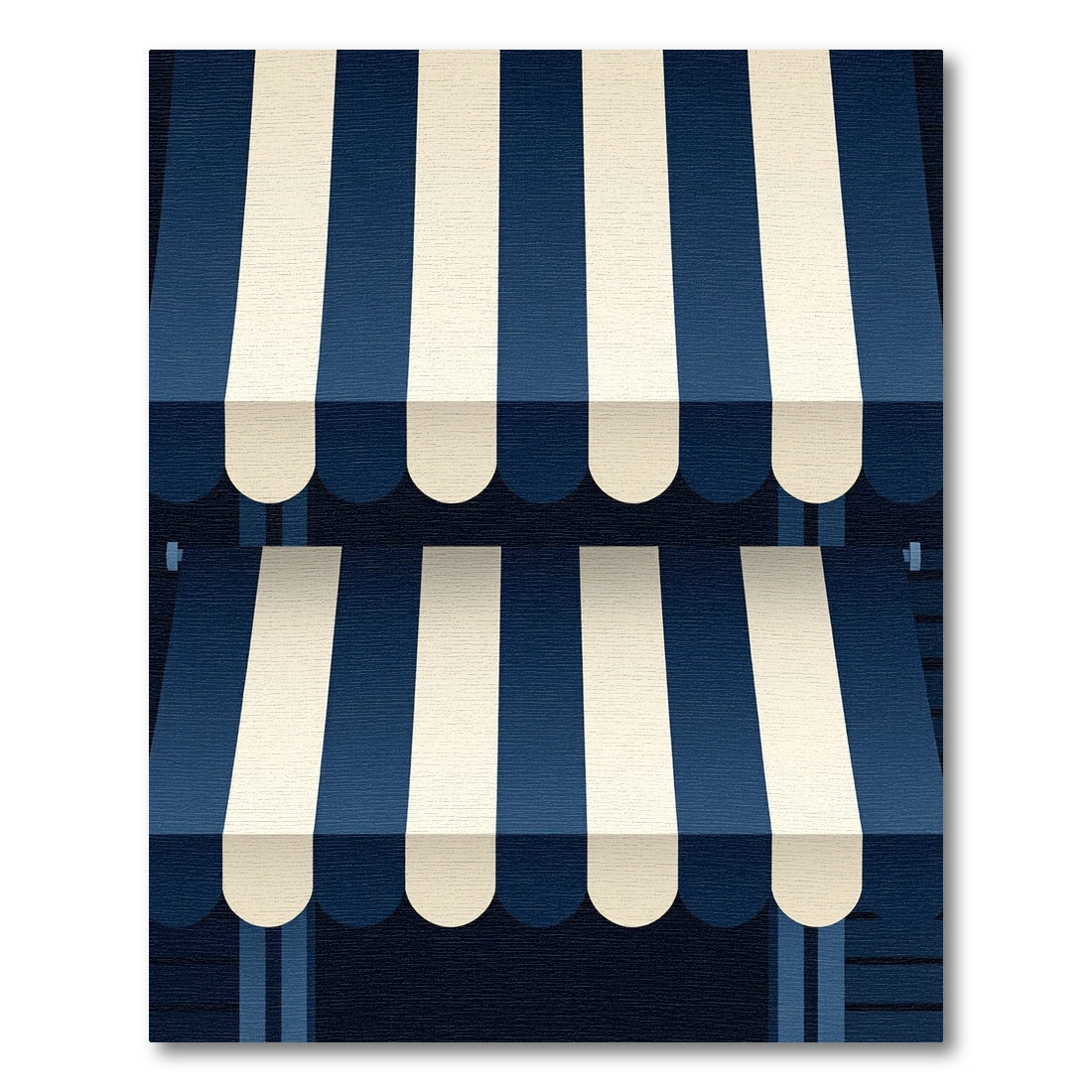 Navy and Cream Vertical Striped Awning Rug