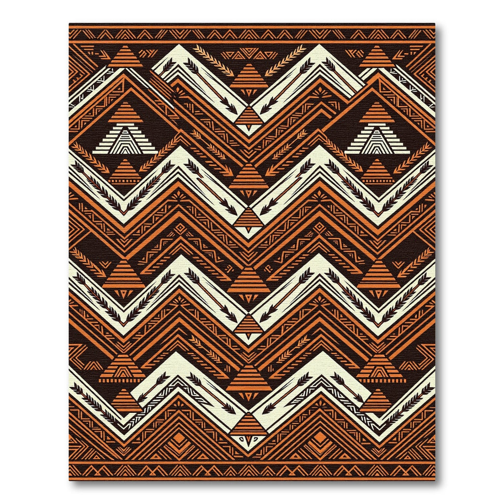 Earthy Ochre Geometric Aztec Chevron Rug