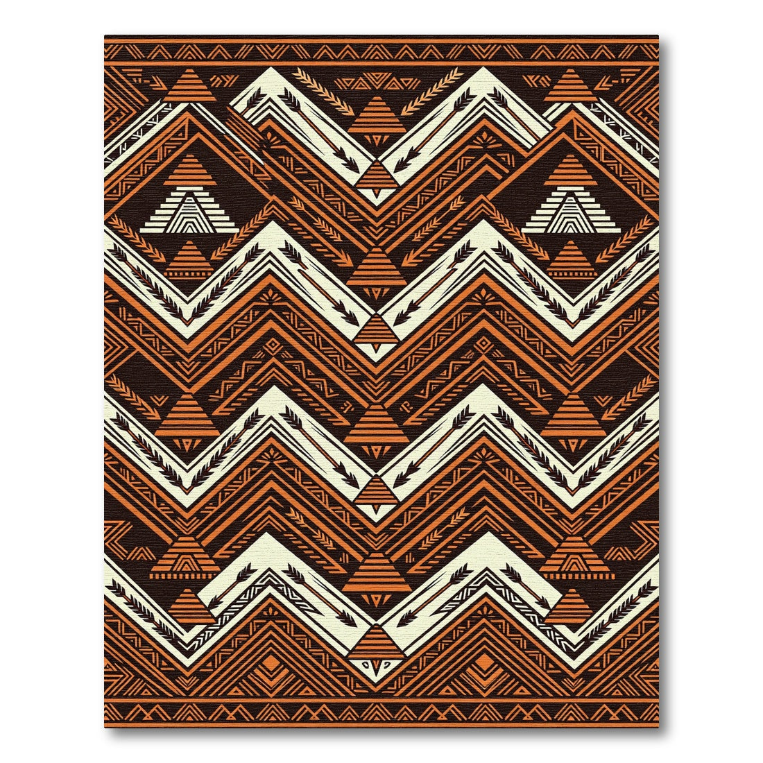 Earthy Ochre Geometric Aztec Chevron Rug