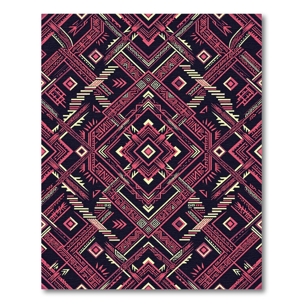 Geometric Pink and Yellow Tribal Rug