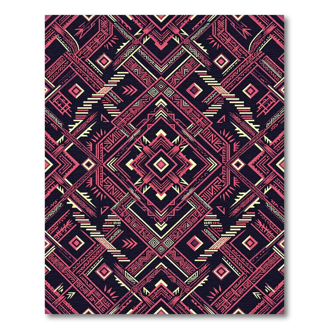Geometric Pink and Yellow Tribal Rug